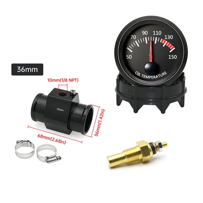 52MM Water Temperature / Oil Temp 12V Car Gauge + 26MM-40MM Adapter With Temp Sensor Collocation Car Accessories For All Vehicle