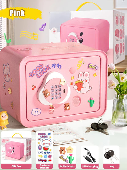 Children's Mini Fingerprint Piggy Bank Toys DIY Password Unlock Money Box Kids Savings Bank With Music Key Toy For 3 Yeas Gifts
