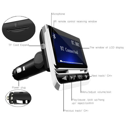 Wireless FM Transmitter Radio Adapter FM12B 1.44 Inch LCD Bluetooth Car MP3 Player Handsfree USB Car Charger Remote Control