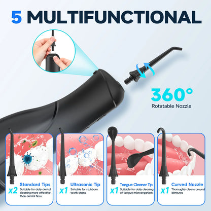 Mornwell 2.0 Electric Toothbrush & Water Flosser Combo, 6 Jet Tips, 4 Brush Heads, IPX7 Waterproof Design for Complete Oral Care