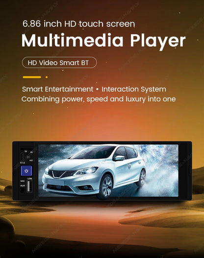 1din 6.86inch HD Touch Screen Multimedia Player Wireless For Apple Carplay Android Auto Support Bluetooth AUX Mirror Link FM SWC