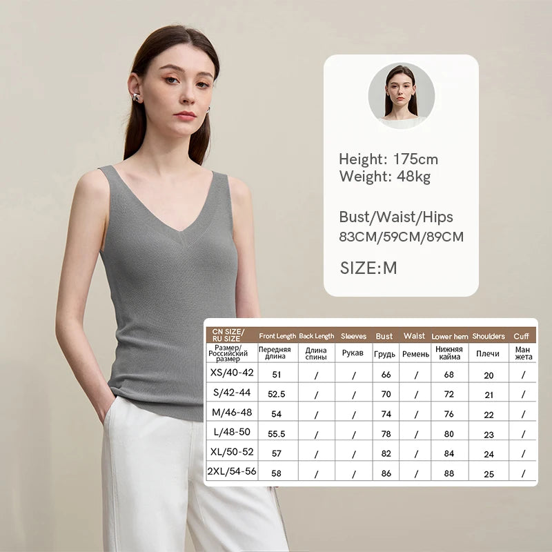 Amii Women's Tank Top 2026 Summer New Solid Color Slim Fit Sleeveless Vest Casual Layering V-Neck Camisole For Women 12642062