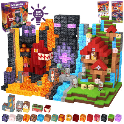 FUNXINEE Dinosaur Theme Park NEW Magnetic Blocks, 3D DIY Dinosaur Model, STEM Construction Toy, Creative Birthday Gift For Kids