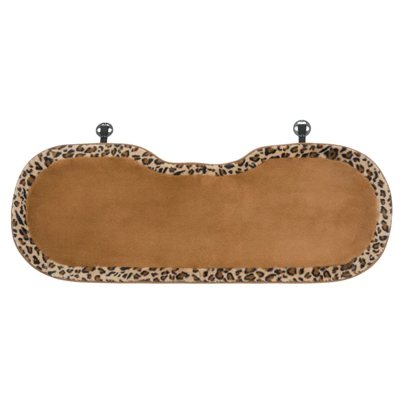 Fashion Leopard Print Car Seat Cover Soft Plush Leopard Steering Wheel Cover Winter Women Auto Interior Accessories Seat Pad