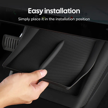 TESY Console & Armrest Storage Box For Tesla New Model YL Y Juniper Launch ABS Silicone Non-slip Mat Upper and Lower Watercup