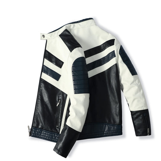 Men's PU Leather Coat Thickened Biker Jacket
