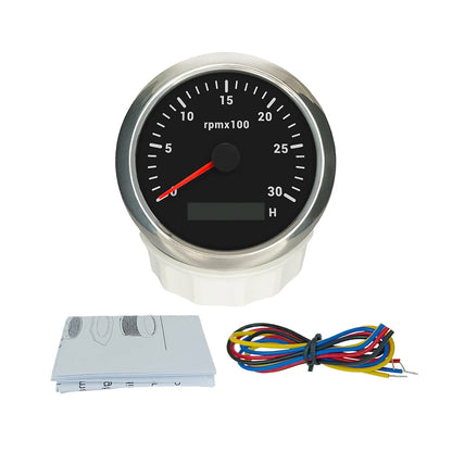 ELING 85mm Auto Marine Tachometer RPM Meter Gauge 3K 4K 6K 7K 8K REV Counter LCD Hourmeter with 7 Backlights 12V 24V