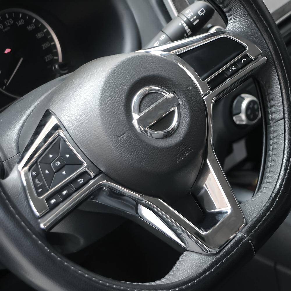 Car Steering Wheel Panel Cover Trim Sticker for Nissan Qashqai J11 Xtrail T32 Rogue Note Versa Kicks Juke Micra Leaf Sentra
