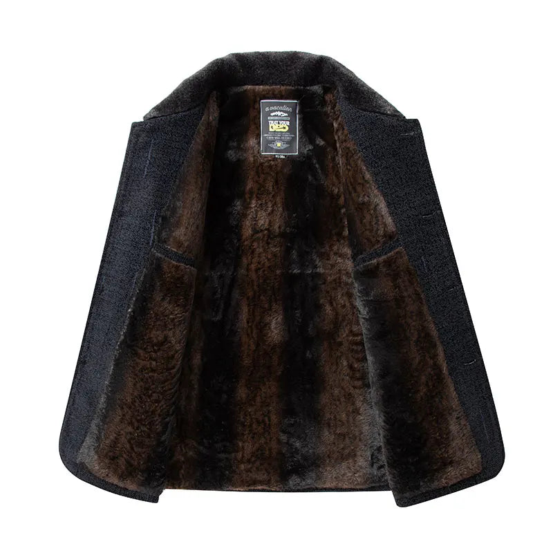 2024 Men Woolen Coats Men's business Casual Trench Coat Winter Coat with wool inner Man Autumn and Winter Wool Coat for Men
