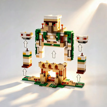 Building Blocks Series 21250, Iron Golem Building Fortress DIY Model, Educational Series, Castle Puzzle, Holiday Gift, Deskto