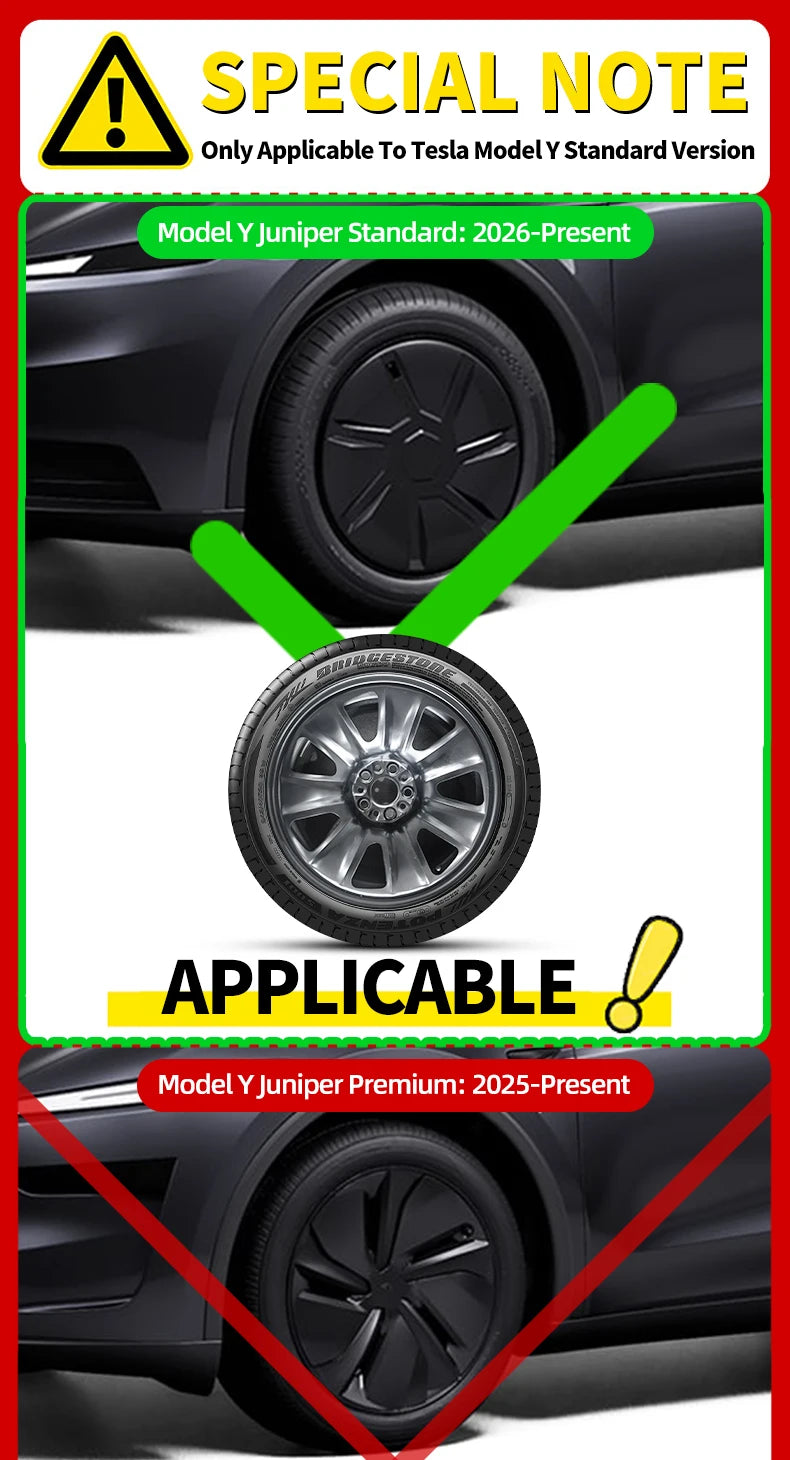 4PCS for Tesla Model Y 2026 Standard 18 Hub Caps, Full Rim Covers Replacement Wheel Cover Accessories for Standard Edition
