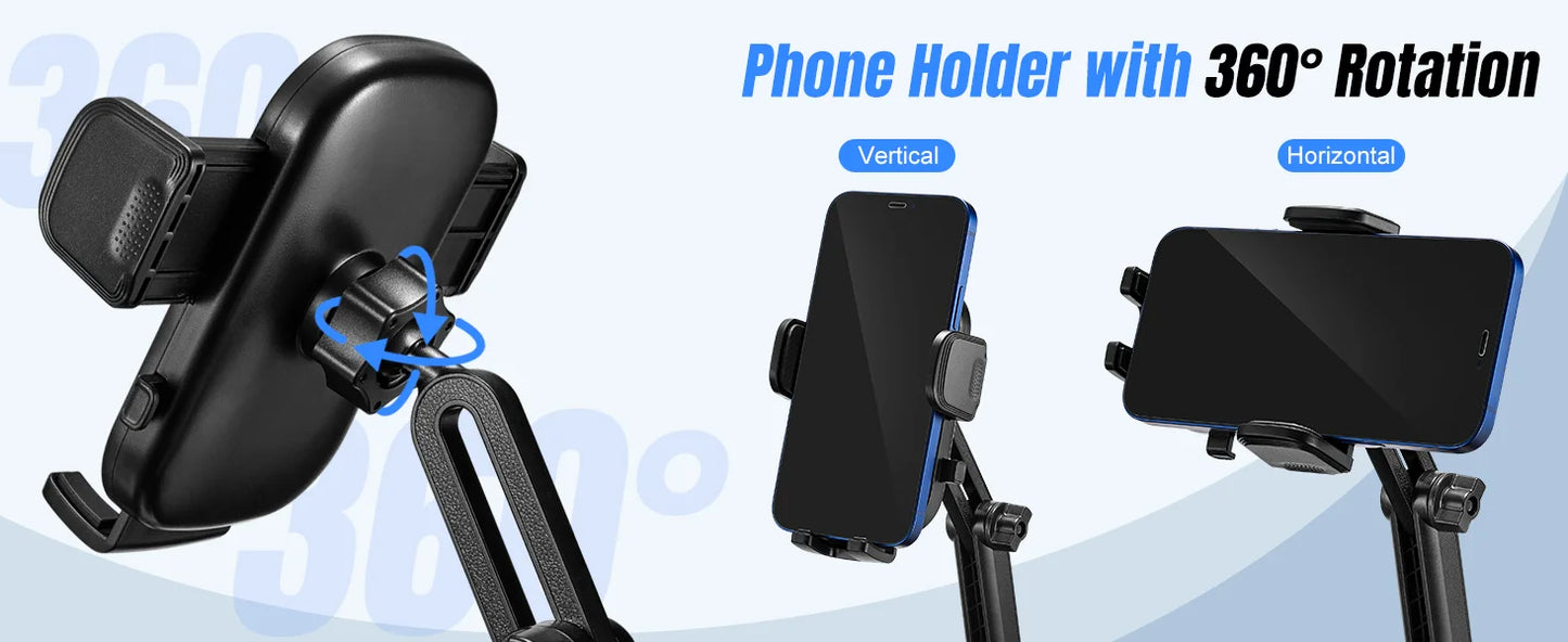 Car Phone Holder, Cup Holder Phone Mount With Memory Function 360°Rotation iPhone Car Phone Mount With Adjustable Long Neck