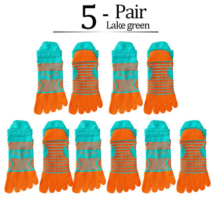 5 Pairs Sport Ankle Socks Toe Man Nylon Colorful Compression Quick-Drying Sweat-Absorbing Fitness Cycling Hiking 5 Finger Socks