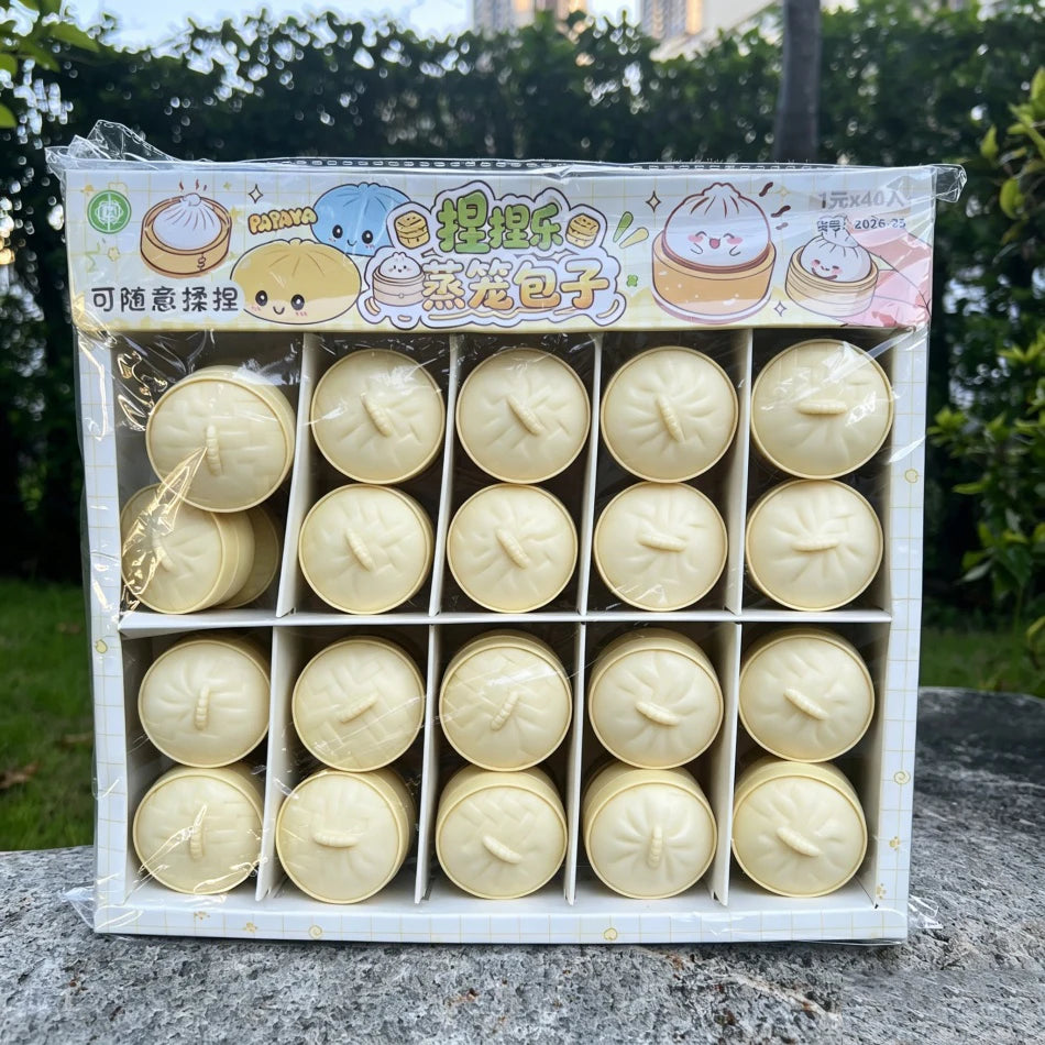 Mini Dumplings Squishy Steamer Bun Squeezable Toys Set Soft Stress Relief Crystal Squishy Fidget Sensory Toy Party Favors Gift