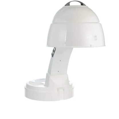 Bonnet hair dryer for salon use, ionic plastic white model with 2 heat settings, adjustable height, extra-large hood, 1875W pow