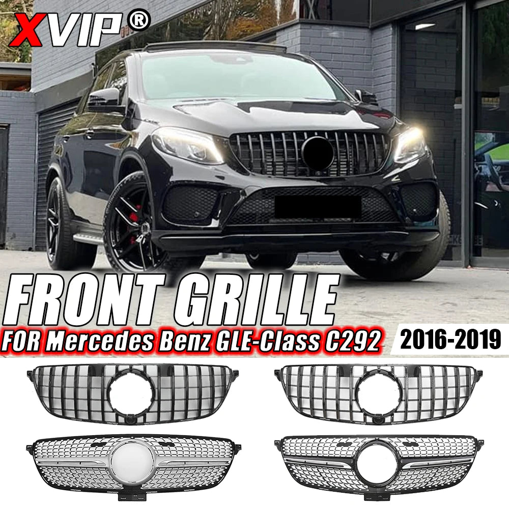 XVIP Front Chrome Diamonds Style Racing Grille For Mercedes Benz GLE C292 GLE350 GLE450 GLE500 GLE43 AMG 2016-2019 Upper Grilles