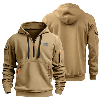 Men's hooded sports shirt casual sports jacket retro long-sleeved multi-pocket casual loose-fitting coat hoodie