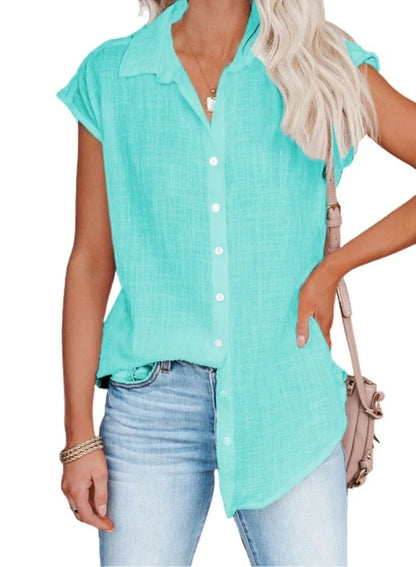 Cotton Linen Shirt Ladies Tops Tee Casual Thin Loose Woman T Shirt Summer Short Sleeve Solid T-Shirts Women Clothing Blusas