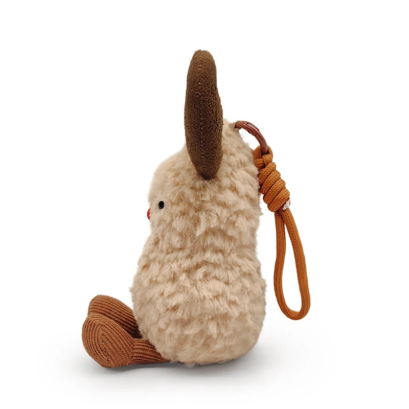 17cm Christmas Peanut & Reindeer Plush Toys Fuzzy Stuffed Animals with Antlers Red Nose Scarf Soft Doll for Kids Gift Home Decor