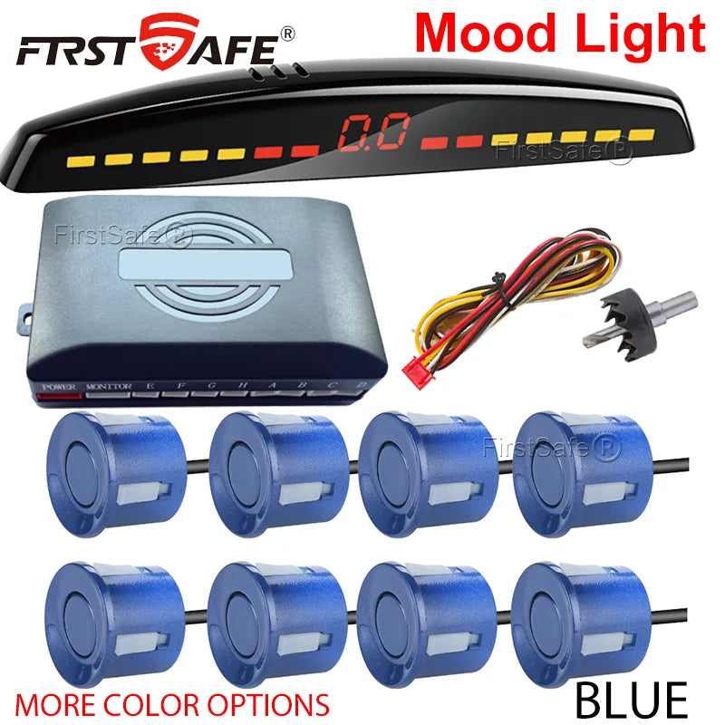 FirstSafe Factory Parking Sensor Kit Front Rear Mood Light Display 6/8 Radar Sensors Auto Backup Monitor Detector Accessories
