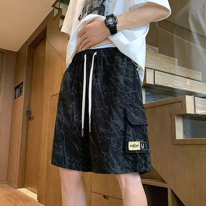 Men's American Workwear Summer Shorts Loose Fit Casual Sporty Lightweight Straight Leg High Street Trendy Versatile Mid-Length