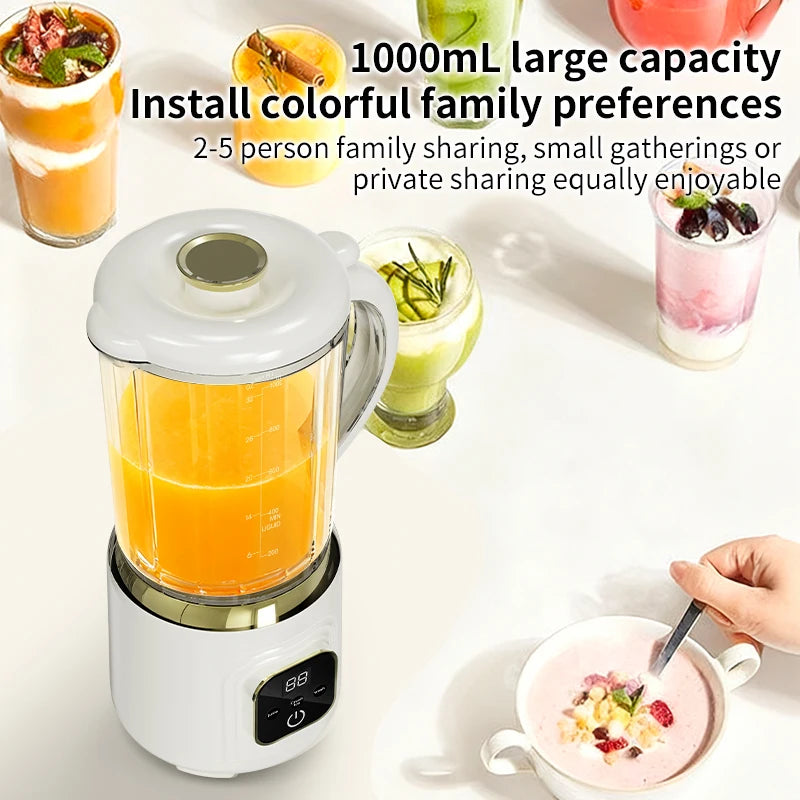 1000 ML Household Juicer Blender Ice Crusher Dual-blade digital display juicer USB Rechargeable Electric Fruit Juice Machine