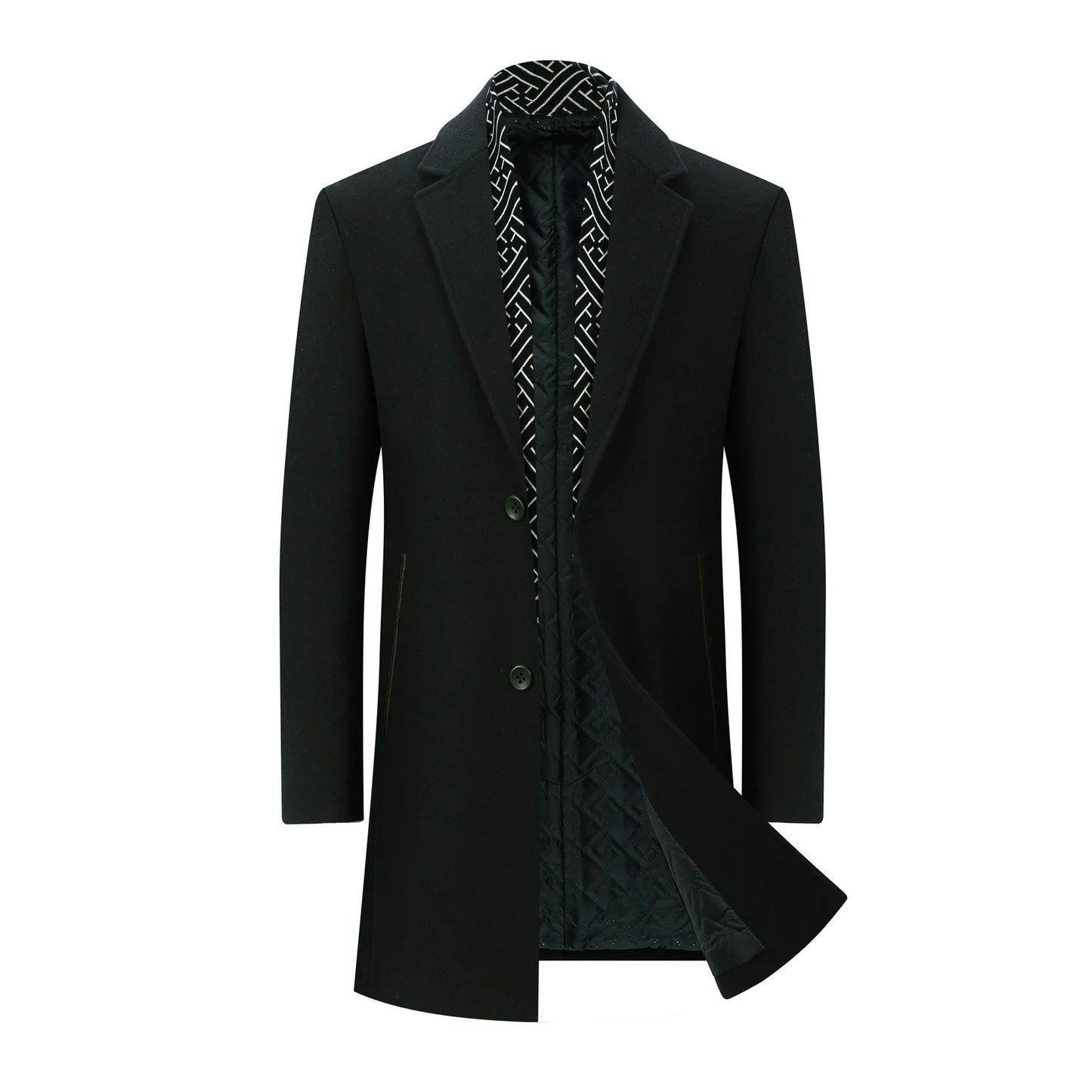 2026 Spring Man Trench Coat Turn Down Collar Striped Patchwork Male Overcoat Mid Length Single-breasted Business Men Outerwear