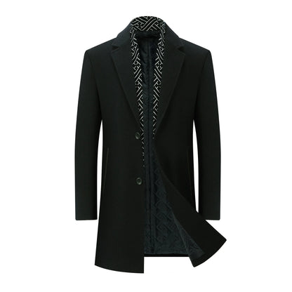 2026 Spring Man Trench Coat Turn Down Collar Striped Patchwork Male Overcoat Mid Length Single-breasted Business Men Outerwear