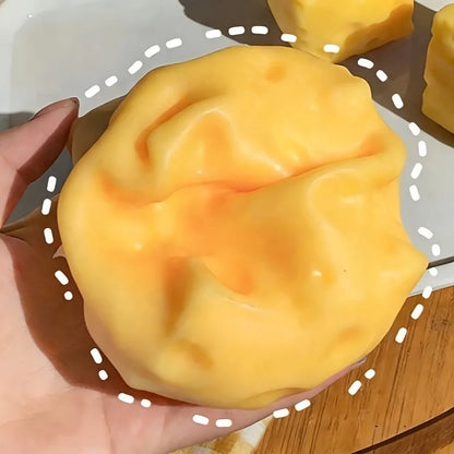 Yellow Cheese Squeeze Toy, Soft Rebound Sensory Toy, Stress Relief & Focus Helper, Cute Food-Themed Desk Decor Gift