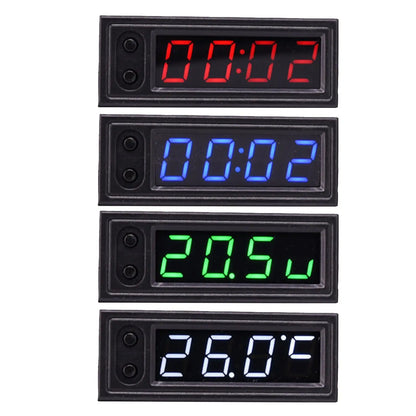 Car Clock Temperature Voltage Monitor Panel Meter Light in Weight Professional Premium 3-In-1 Durable Accessories Multifunction