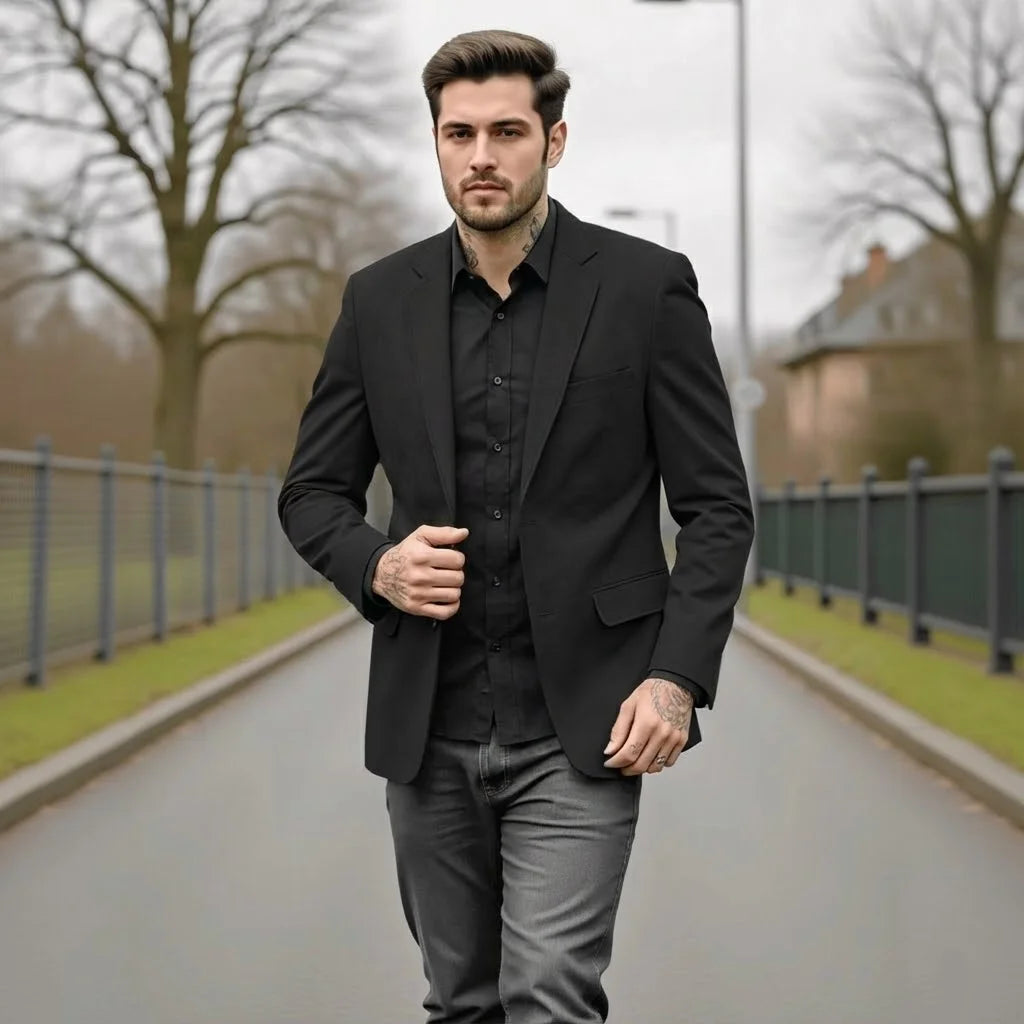 Men's Outdoor Casual Work Jacket Heavyweight Warm Lined Coat Plus Size Single-Breasted Winter Wear