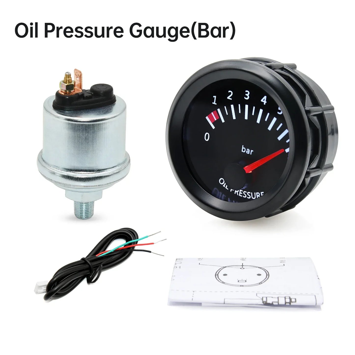 2'' 52mm Racing Car Indicator Water Temp Gauge Oil Temp Meter Voltmeter Oil Press Vacuum Boost Air Fuel Ratio EGT Instrument