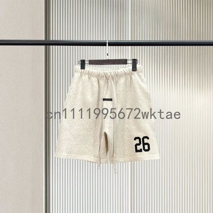 FW26 Double Line Luxury Design Men's Casual Shorts Rubber Number 26 Logo Shorts Designer Brand Couple High Street Loose Shorts