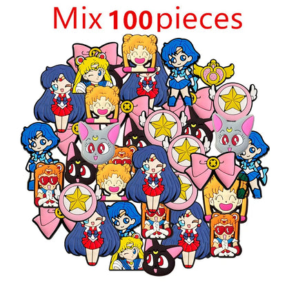 17-100Pcs Shoe Charms Cartoon Slides Clog Sandals Shoes Decorations Accessories For Kids Christmas Birthday Gifts
