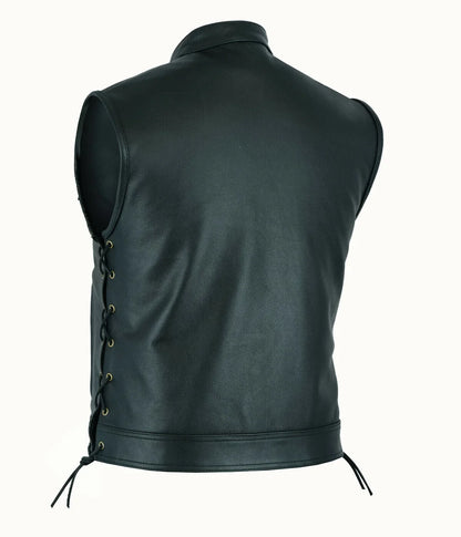 Vest Leather Punk Fashion Casual Coat Motorcycle Vest Men Solid Vest Fleet