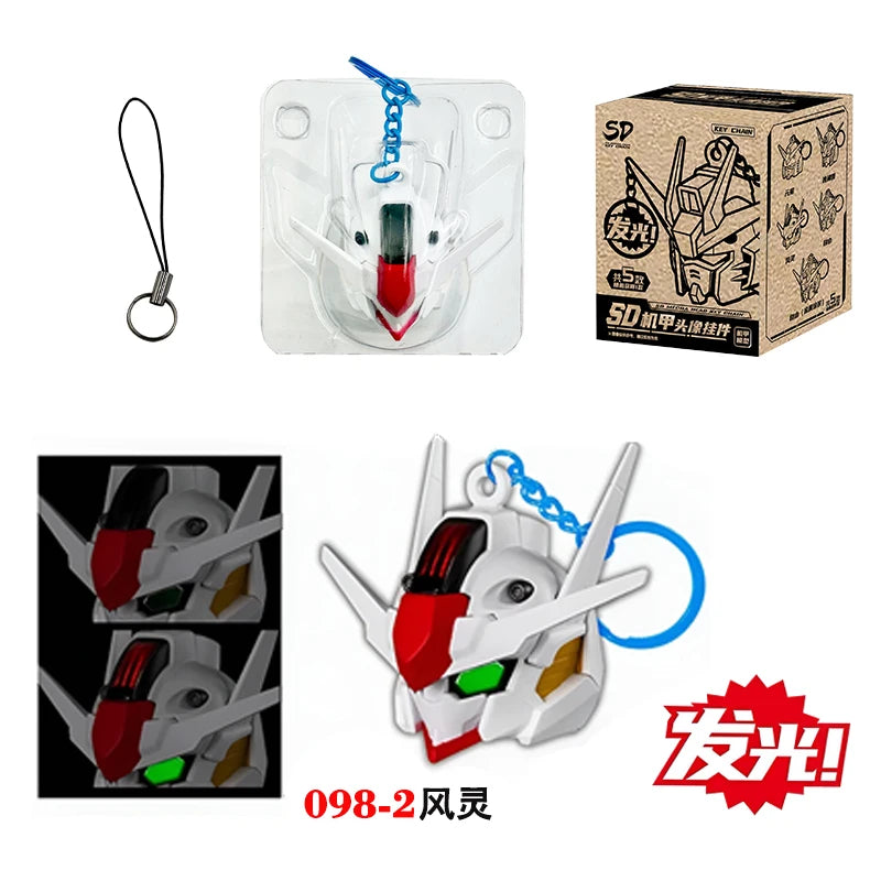 SD Rx-78-2 Luminous Head Keychain Desktop Ornament Backpack Charm Pvc Model Collectible Anime Figure Trendy Toy Gift