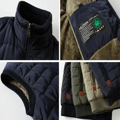 Winter Mens Fleece Jacket Sleeveless Vest Man Waterproof Vest Coats Stand Collar Windbreaker Padded Waistcoats Clothing 8XL