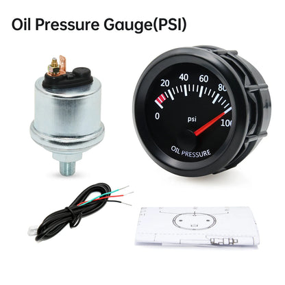 2'' 52mm Racing Car Indicator Water Temp Gauge Oil Temp Meter Voltmeter Oil Press Vacuum Boost Air Fuel Ratio EGT Instrument
