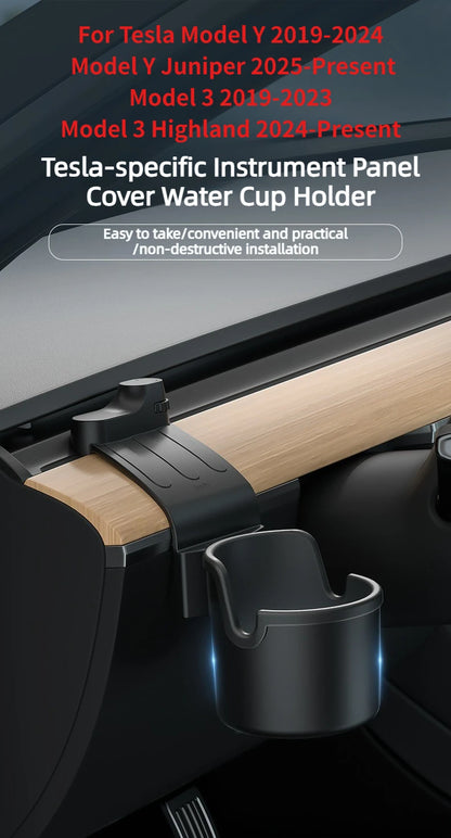 For New Tesla Model Y Juniper 2025+ Model 3 Highland 19-25 Dashboard Water Cup Holder Car Instrument Panel Tidying Phone Holder
