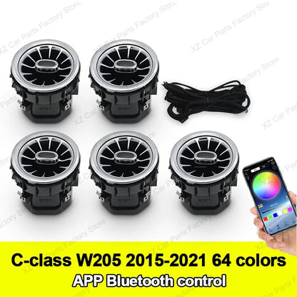For Mercedes Benz C-class W205 Air Vent 3/64 Color Front and Rear Air Vent Ambient Light Turbine Nozzle Original APP Control