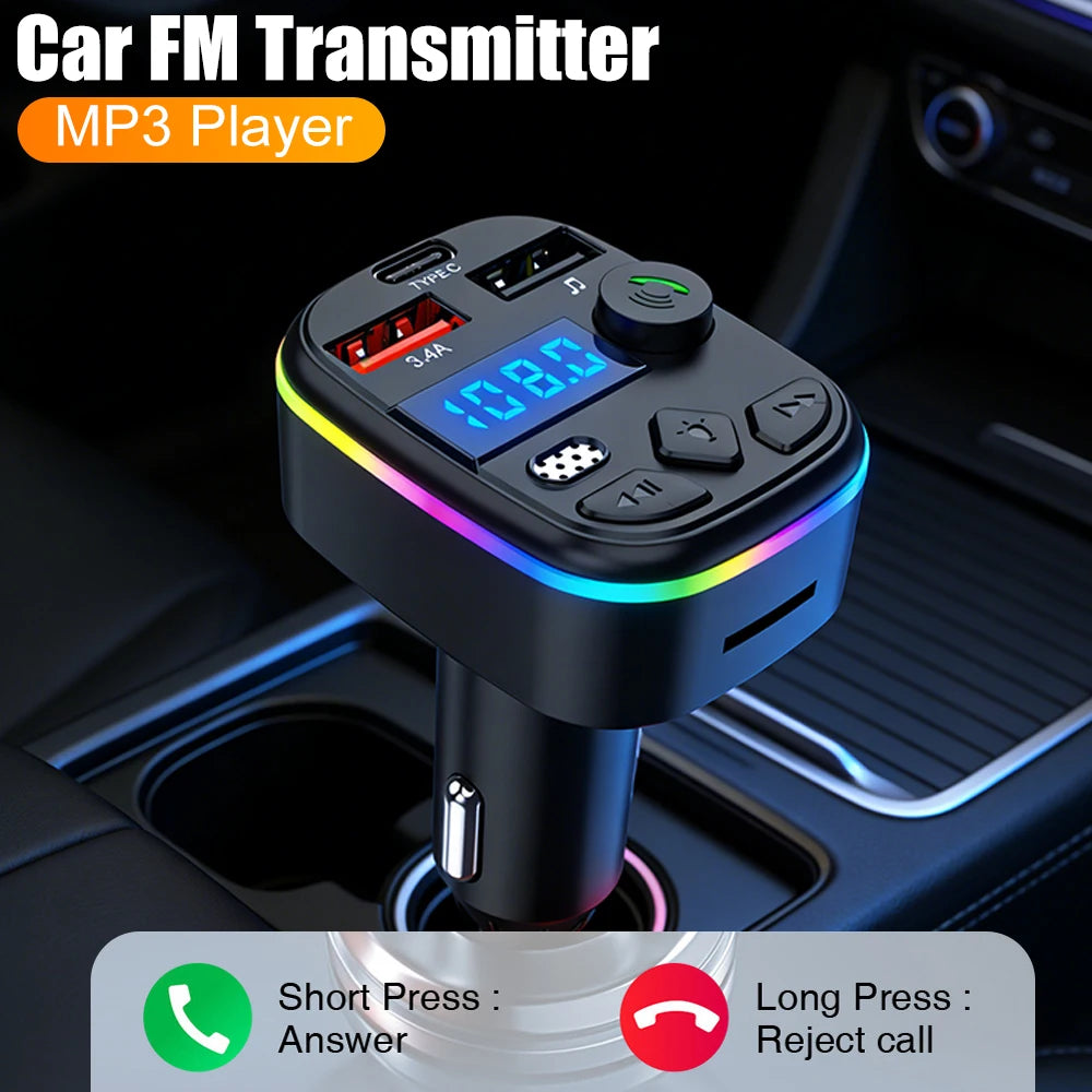 1-3PCS Car FM Transmitter Car MP3 Player Bluetooth 5.3 Support TF Card U Disk Hands Free Wireless Car Kit MP3 Player Adapter