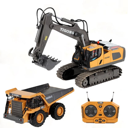 4WD RC Excavator Bulldozer Alloy Dump Truck Electric Remote Control Loading and Unloading Construction Vehicle Model Toy Gift