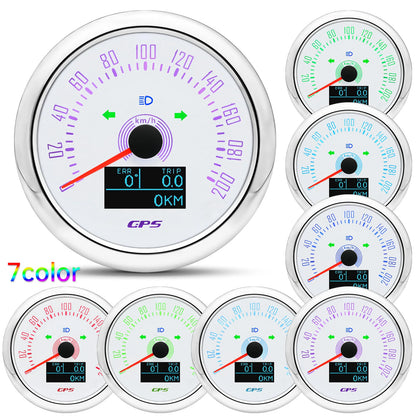 Waterproof 85MM GPS Speedometer With GPS Antenna 7 Color Backlight For Motorcycle Marine Boat Car Truck Speed Gauge Meter 12V24V