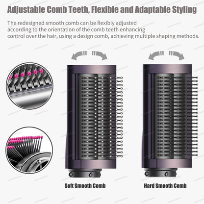 220V Hair Curler 6In1 Multi Hair Styler Curling Iron Hot Air Brush 20/30mm Auto-Curling Barrel Soft Straightening Brush HairDrye