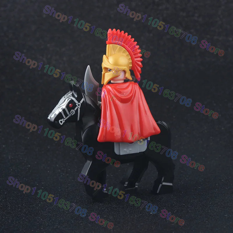 MOC Medieval Military Crusader Knight Building Blocks Castle Army Soldier Figure Horse Mount Shield Sword Accessories Bricks Toy