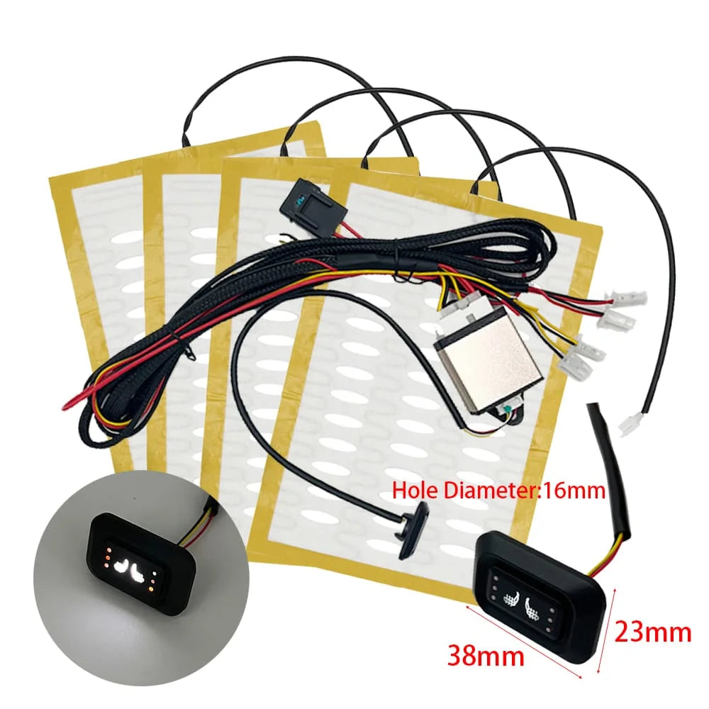 New Build-in Car Seat Heater Kit Fits 2 Seats Universal Alloy Wire/Carbon Fiber Heating Pad Single 3-level Square Control Switch