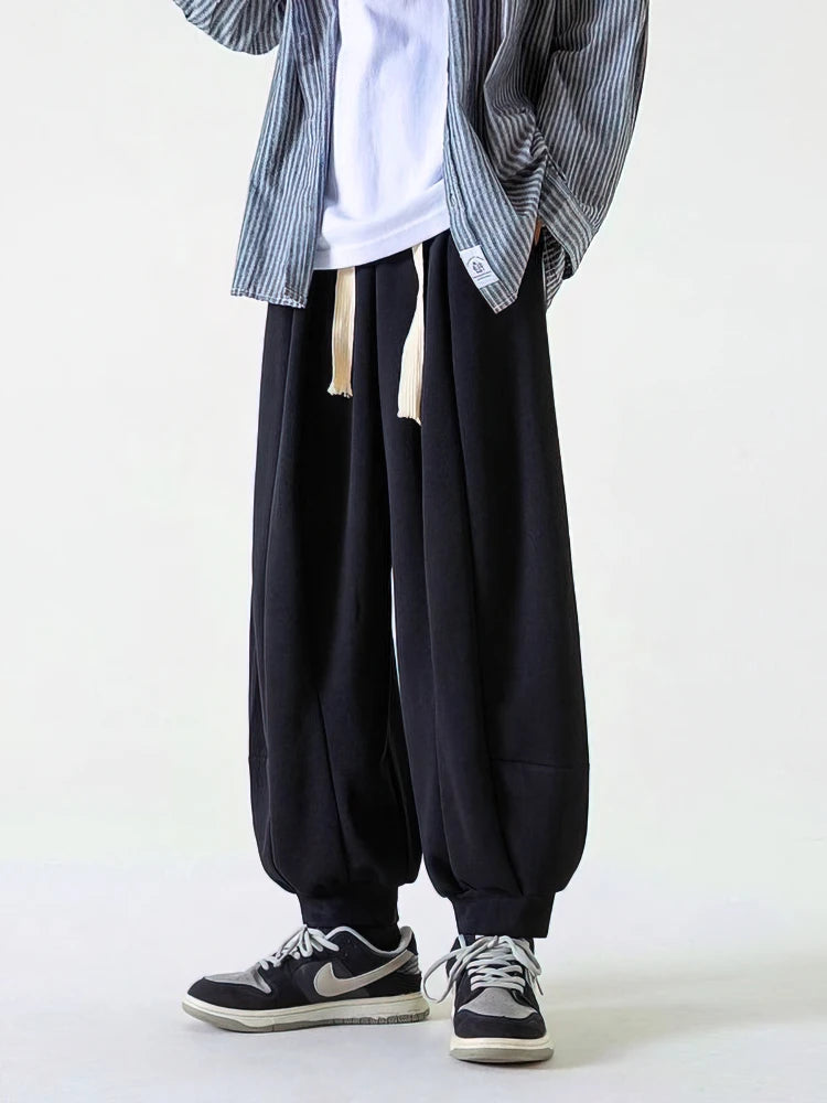 Vintage Baggy Jogger Pants Men Spring Autumn Old Money Casual Wide Pants Japanese Harajuku Sport Sweatpants Streetwear Trousers