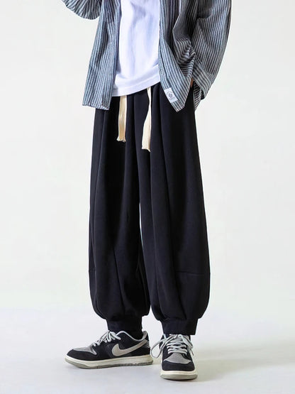 Vintage Baggy Jogger Pants Men Spring Autumn Old Money Casual Wide Pants Japanese Harajuku Sport Sweatpants Streetwear Trousers