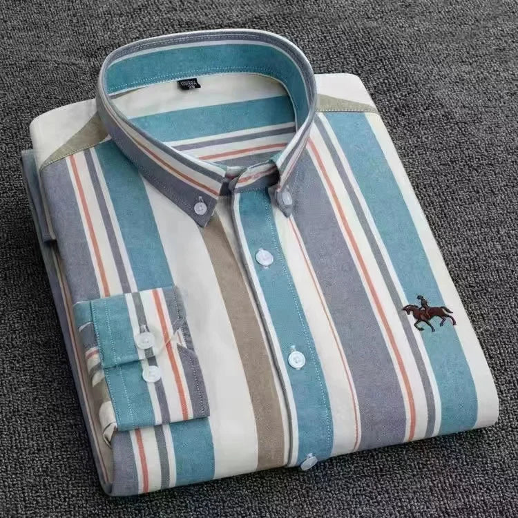 Plus Size 6XL 100% Cotton Long-Sleeve Shirts for Men Oxford Slim Fit Formal Shirt Without Pocket White Office Elegant Clothes