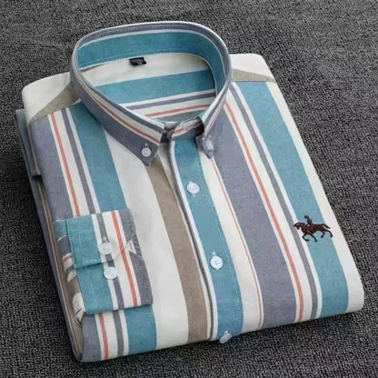 Plus Size 6XL 100% Cotton Long-Sleeve Shirts for Men Oxford Slim Fit Formal Shirt Without Pocket White Office Elegant Clothes